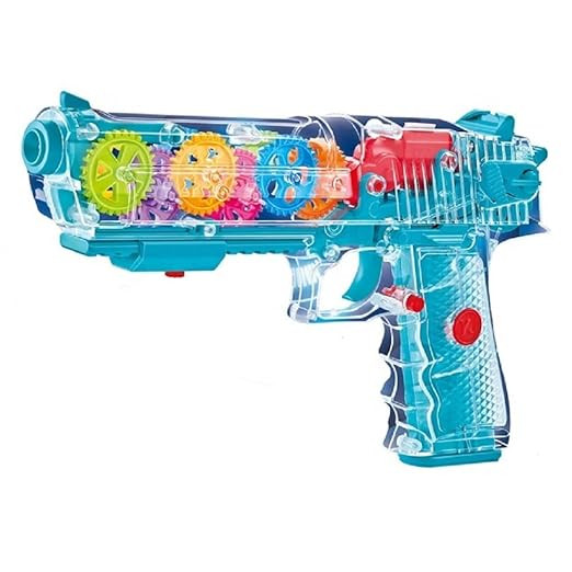 VGRASSP Concept Musical Transparent Glow Gear Gun with 3D Lights and Music Pretend Play Toy Gun for 2 to 5 Year Kids Baby Toy, Multi Color (Transparent Gun)