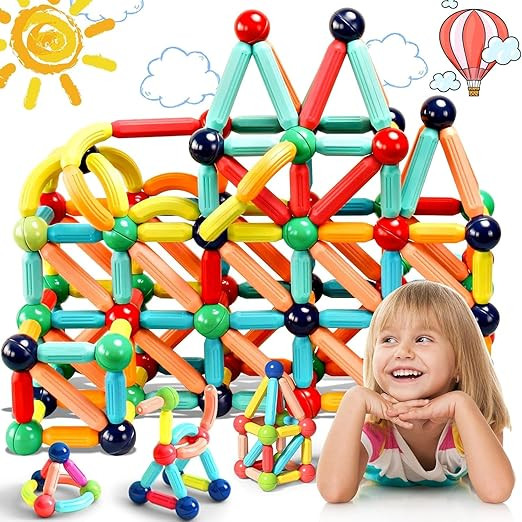 MANAKI ENTERPRISE Magnetic Building Sticks Blocks Kids Toys, Learning Sticks and Balls, Educational Magnet Building Blocks,Toys for 3 Year Old Gifts Magnetic Ball (36 PCS Magnetic Sticks & Ball)