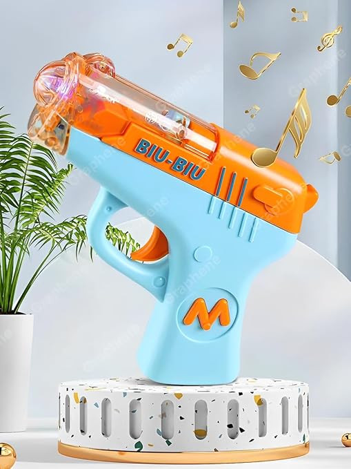 GRAPHENE Musical Colorful Toy Gun for Kids with Sound, Light and Shooting Vibration Music Pretend Play Transparent BIU BIU Mini Toy Gun for Boys and Girls(Multicolour)