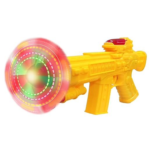 VGRASSP Battery Operated Rotating Fan Space Toy Gun for Kids - LED Lights and Shooting Sound - Simulating Toy Gun with Rotating Fan Head and Lights - Color As Per Stock