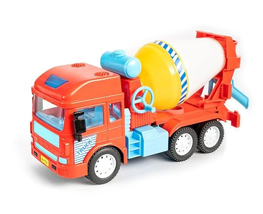RATNA'S My First Wheels Toy Cement Mixer Truck Friction Powered Realistic Big Size Automobile Construction Engineering Plastic Toy Vehicle for Kids