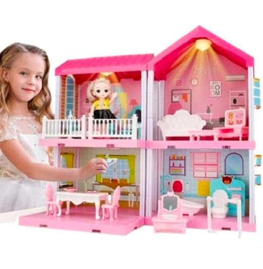 RK HUB Dream House Play Set with Accessories & Doll Furnitures, 108 Piece DIY Doll House Princess with Best Birthday Gift for Kids